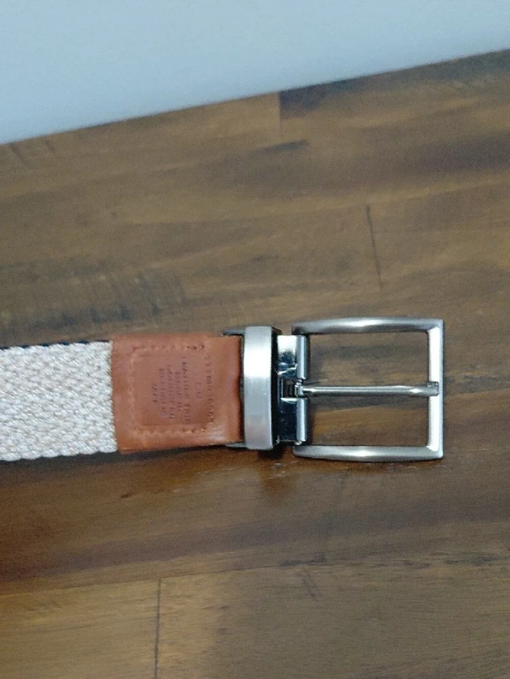 Tommy Bahama Men's Reversible Braided Stretch Belt (Khaki/Navy, S/M)